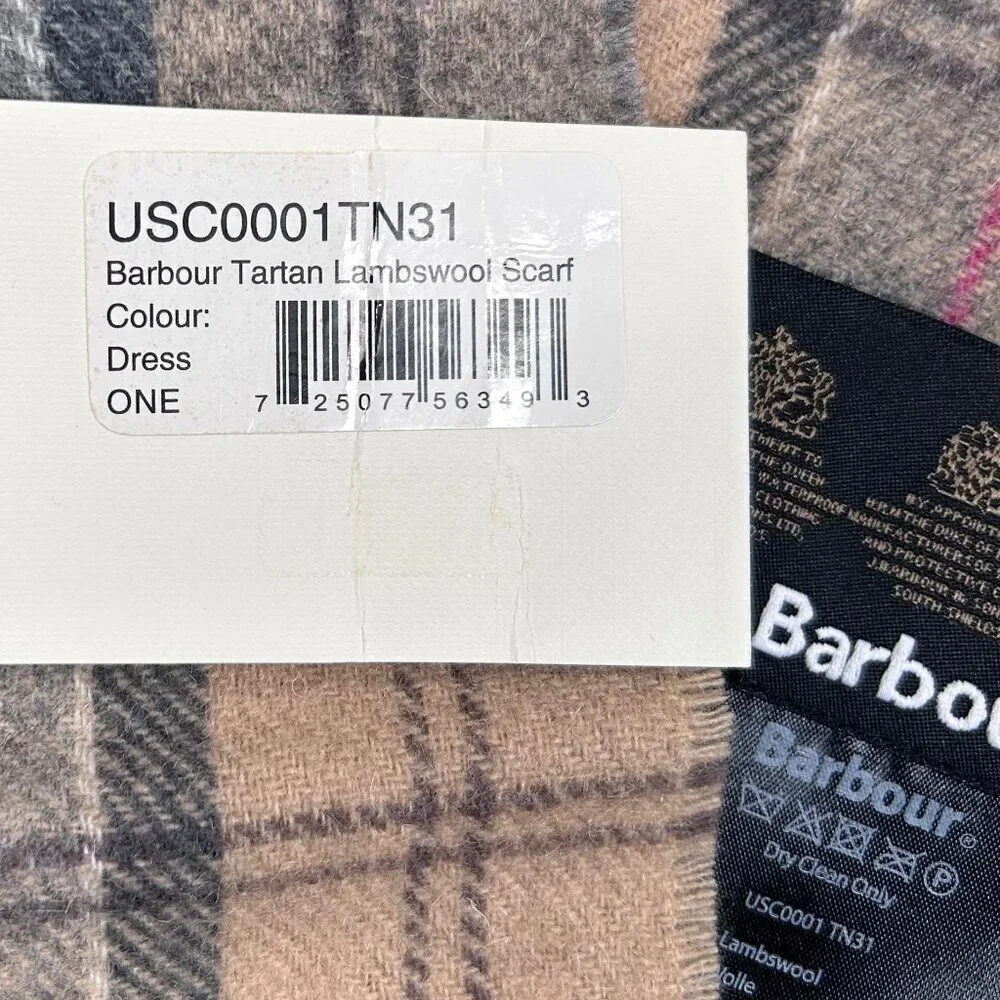 Barbour Tartan Lambswool Scarf Outdoors Hiking Work Wool Plaid Cabincore Country